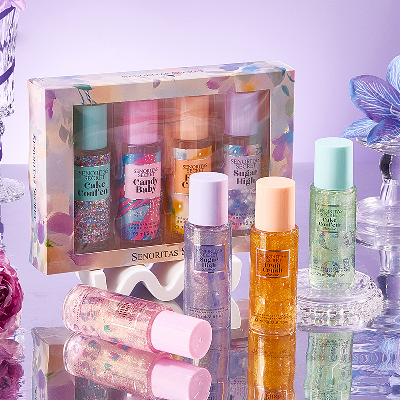 Set regalo 4 pezzi 75 ml * 4 Eau De Parfum Florals Body Spray femminile fruttato 75 ml Body Mist