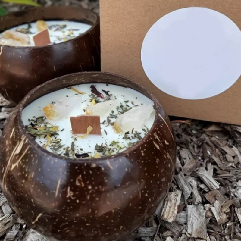 Candela di cera di soia per aromaterapia da 200g Guscio di noce di cocco naturale Atmosfera da camera da letto lunga Scatola di souvenir regalo di compleanno per donna